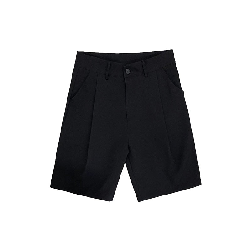 Summer Men's Shorts Straight Fit Knee-Length Short Suit Pant Solid Black Khaki Clothing Student Thin Colors Casual Shorts Man