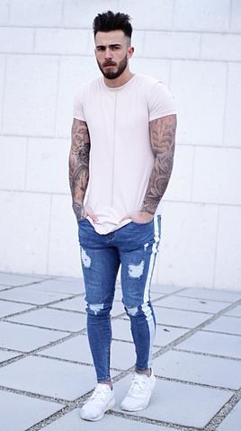 Jeans for Men Long Men's Fashion Spring Hole Ripped Jeans Slim Thin Skinny Pencil Pants Hiphop Trousers Clothes Clothing