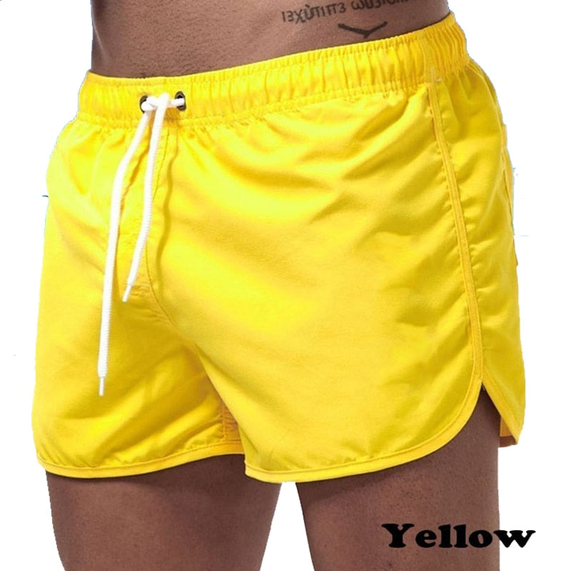 Solid Color Summer Quick-Drying Shorts Printed  Swimsuit Beach Casual Fitness Clothing Men's Bottom Vacation