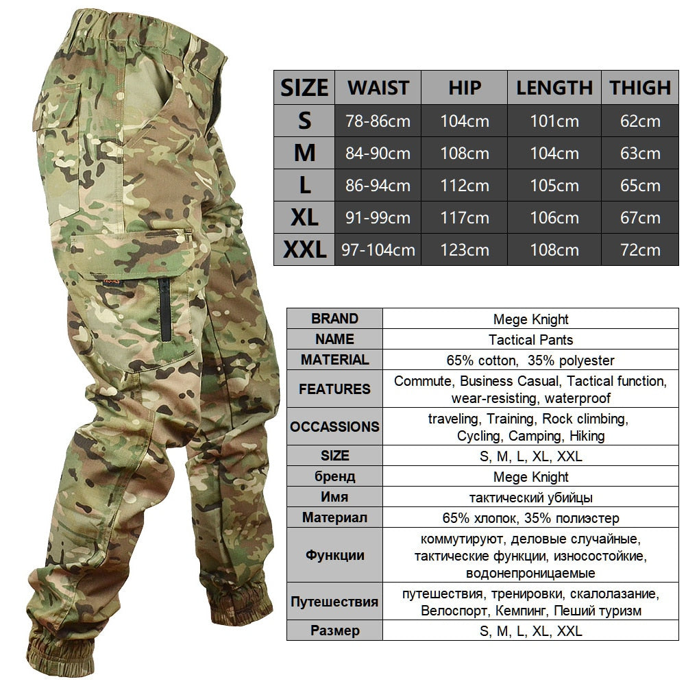 Mege Tactical Camouflage Joggers Outdoor Ripstop Cargo Pants Working Clothing Hiking Hunting Combat Trousers Men's Streetwear